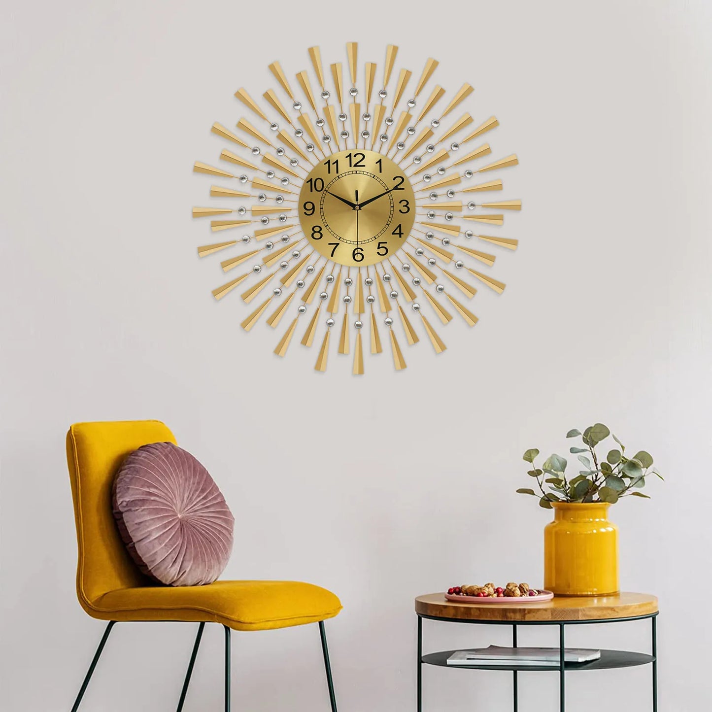 27.6 Inch Gold Retro Decorative Wall Clocks Silent Wall Clock Decor for Office Bedroom