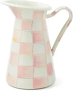 Elegant Black and White Enamel Drink Pitcher for Serving Iced Tea or Water, Ideal as a Flower Vase, Medium Size