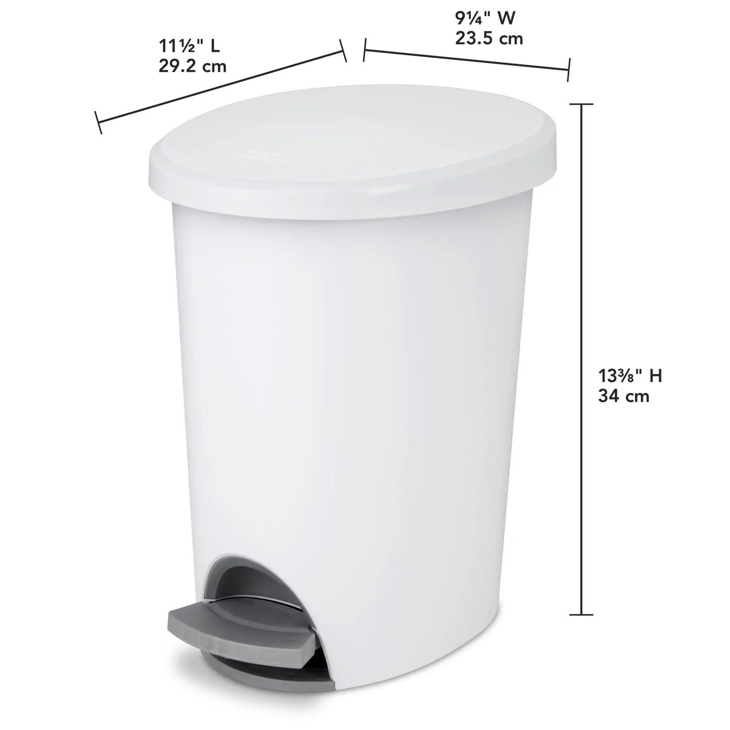 Small Bathroom Trash Can, 2.6 Gallon Plastic Garbage Bucket Bin with Step Lid, White