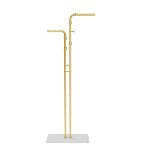 Metal Coat Rack Stand Hall Tree Clothing Rack with Marble Base Free Standing Coat Hanger Stand Gold Garment Rack Hat Stand