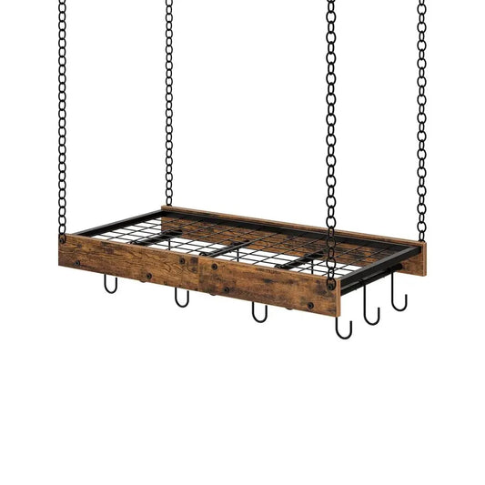 Hanging Pot Rack, Vintage Pot Hangers for Kitchen, Ceiling Mounted Pot Rack, Pot and Pan Hanging Rack with 12 S Shaped Hooks,