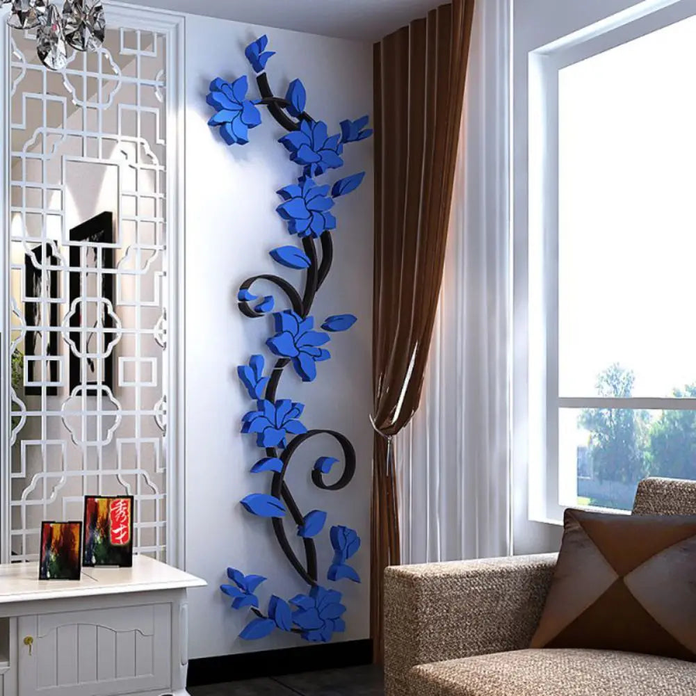 3D Wall Stickers DIY Removable Art Vinyl Vase Flower Tree Decal Mural Home Bedroom  & Living Room & Bathroom  Decoration