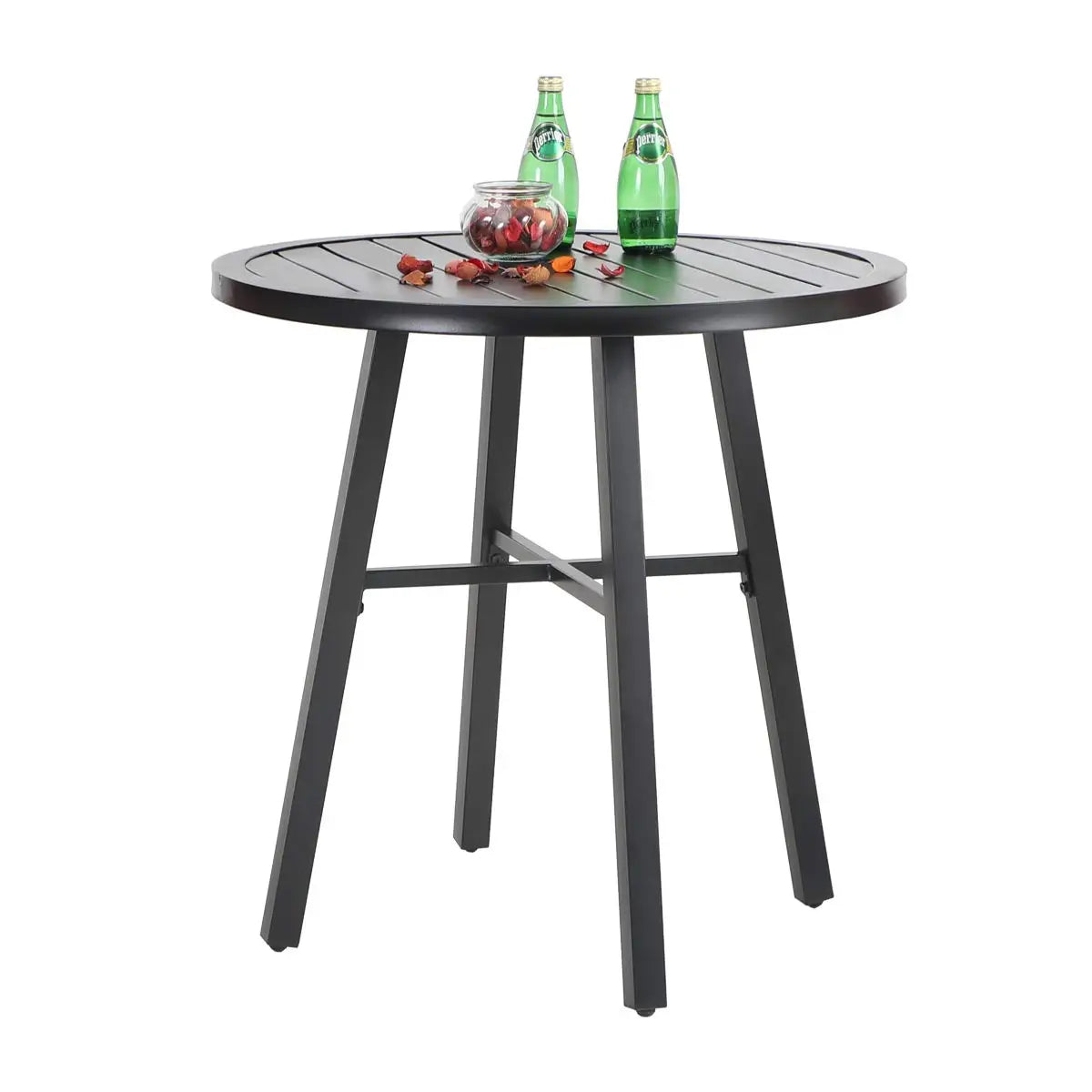28in Round Metal Patio Bistro Table Weather-Resistant Outdoor Balcony Deck Porch Side Dining, Customized