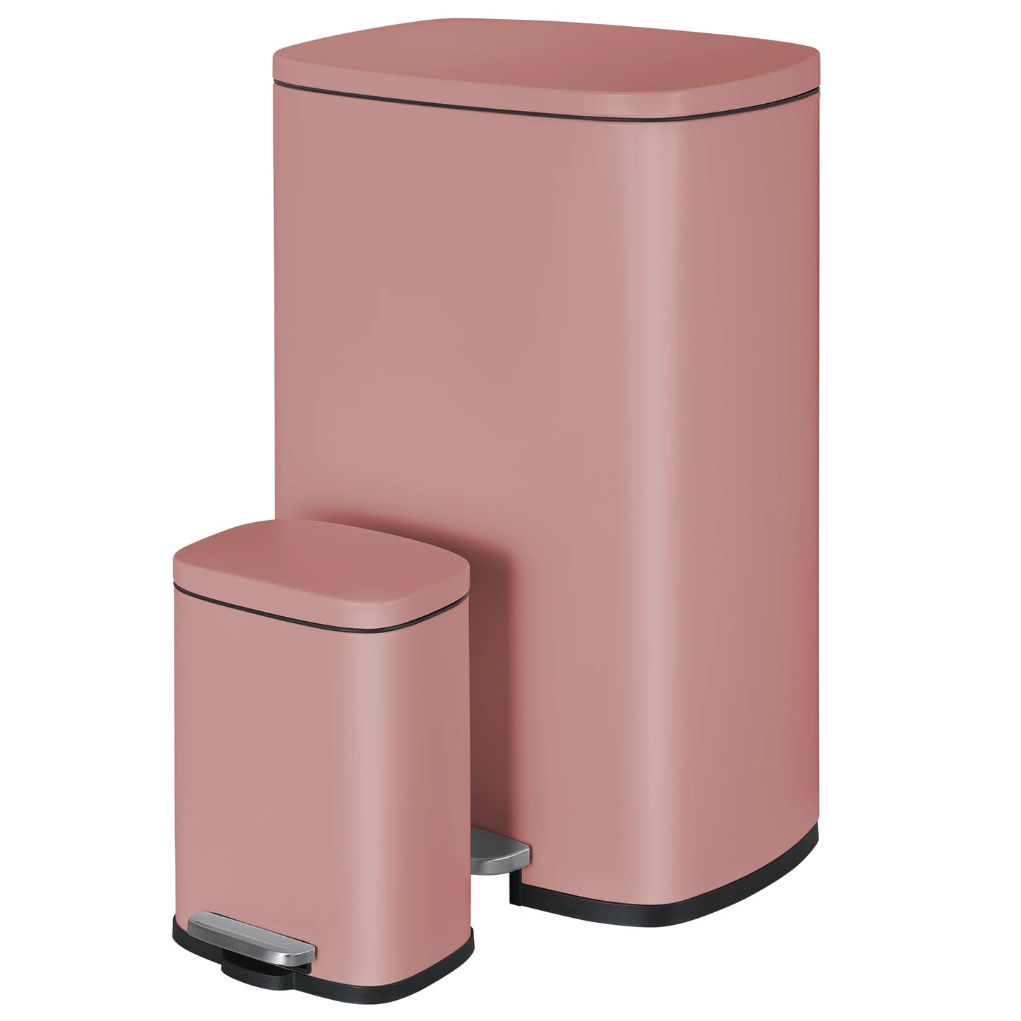 Kitchen Trash Garbage Can 50L+5L Soft-Close, Smudge Resistant Trash Can with Foot Pedal-Brushed Stainless Steel, Satin Nickel (Multiple colors)