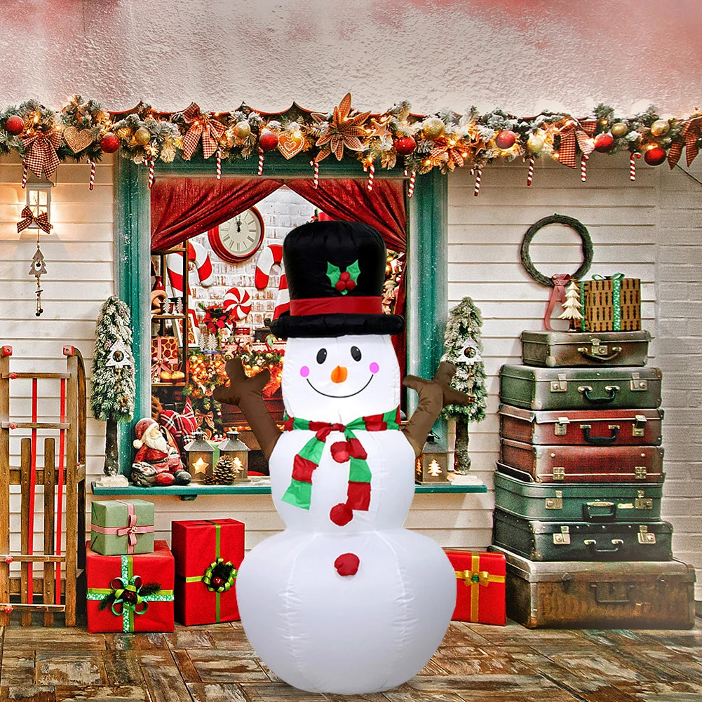 Inflatable Twig Snowman Ornament with LED Light Snowman Dolls Decor for Xmas Garden Party Decor