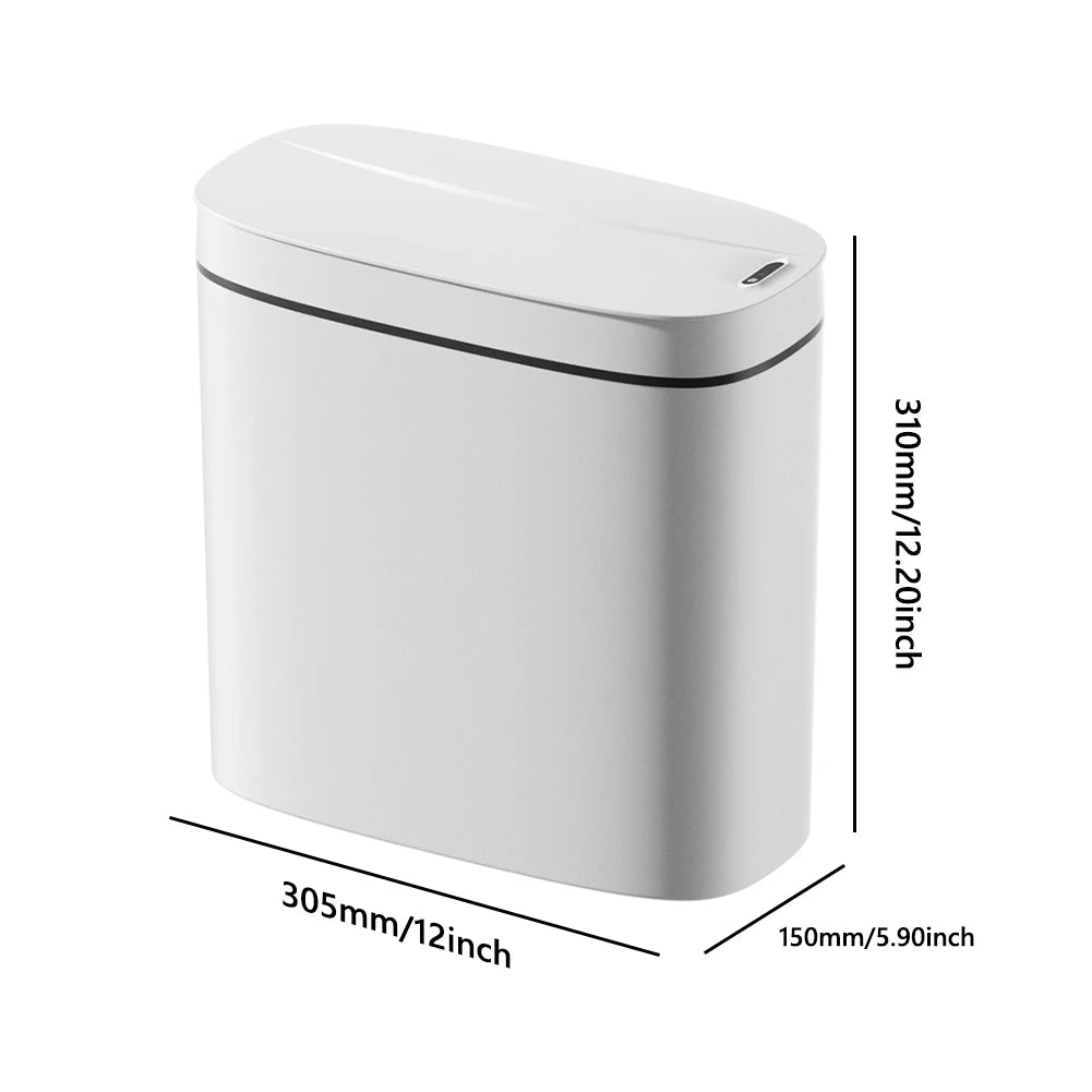 14L Smart Sensor Trash Can with Lid Automatic Trash Bin IPX5 Waterproof Auto Motion Sensor Rubbish Can for Narrow Space Bathroom