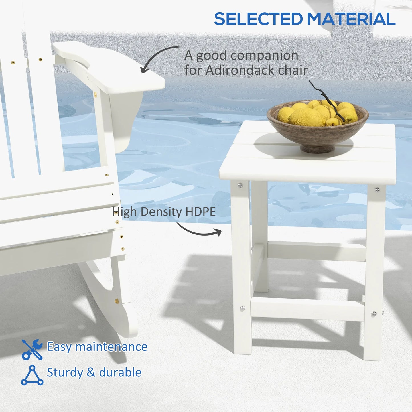 Patio Side Table, Outdoor Plastic End Table for Backyard Deck Lawn