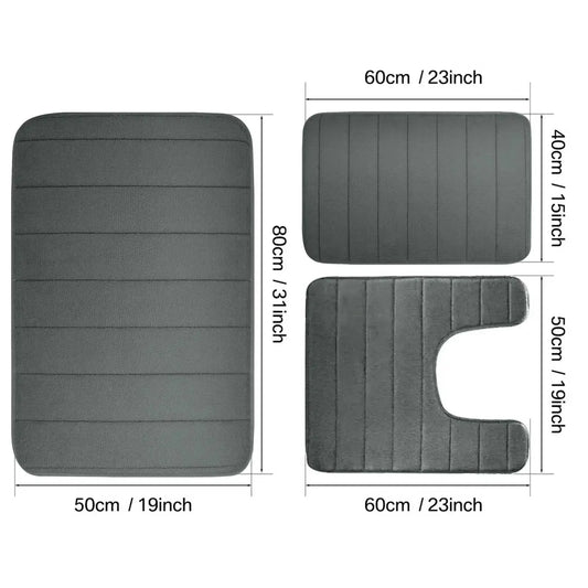 Black Memory Foam Bath Mat Soft Comfortable Super Water Absorption Non-Slip Thick Machine Washable Easy to Dry Home Floor Rug (Multiple Colors)