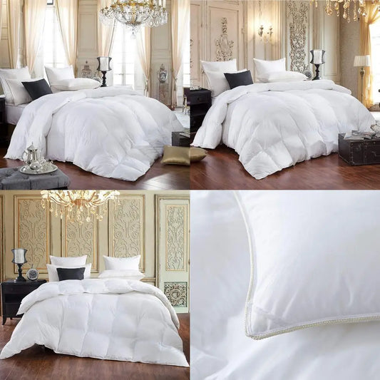 Egyptian Cotton Siberian Goose Down Comforter 50 oz Twin Size White High Thread Count