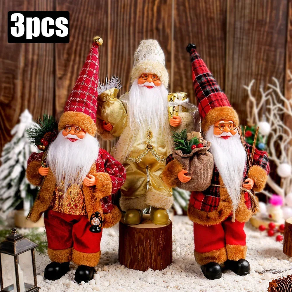 1~4 PCS 2025 Christmas Decoration for Home Santa Claus Plush Doll 30 cm Navidad Party Decor Xmas Ornaments New Year Gift