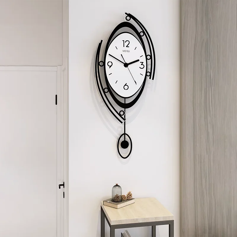 Modern Minimalist Clock Design Nordic Silent Circular Pendulum Hanging Wall Clock Living Room Decoration