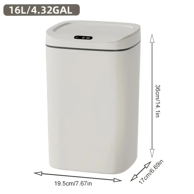 "3.69 Gal Smart Trash Can w/Motion Sensor, Battery-Powered, Anti-Fingerprint & Quiet Cover - for Kitchen, Office, Bathroom"