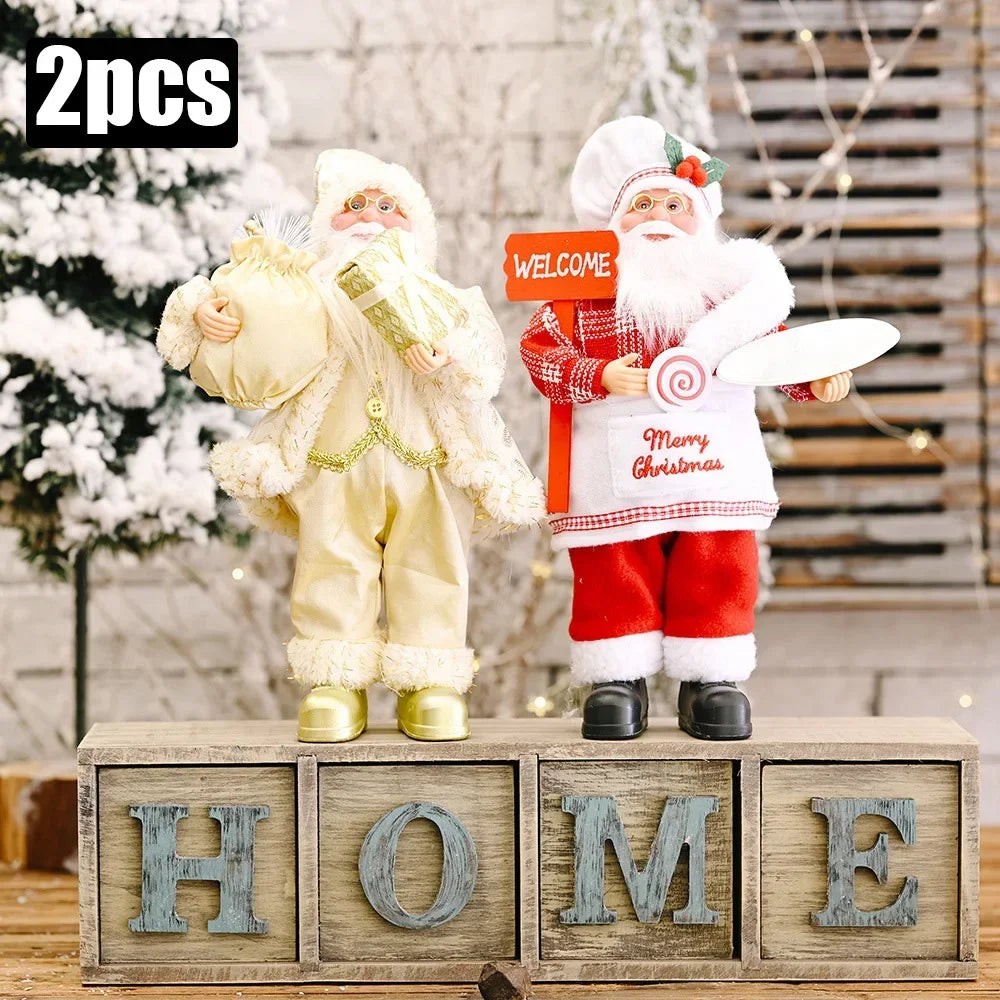 1~4 PCS 2025 Christmas Decoration for Home Santa Claus Plush Doll 30 cm Navidad Party Decor Xmas Ornaments New Year Gift