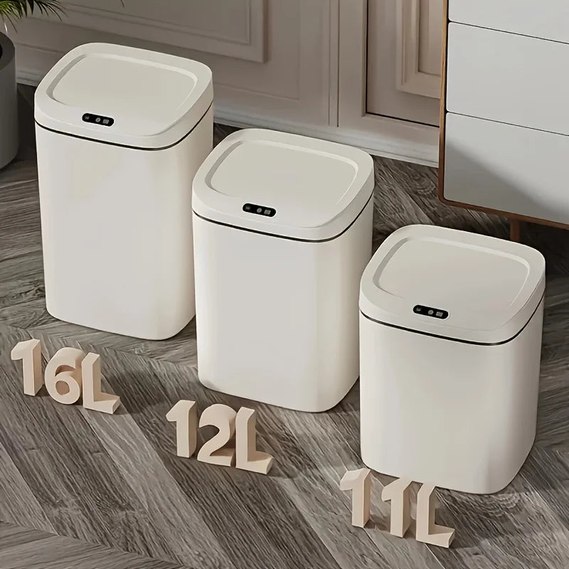 "3.69 Gal Smart Trash Can w/Motion Sensor, Battery-Powered, Anti-Fingerprint & Quiet Cover - for Kitchen, Office, Bathroom"