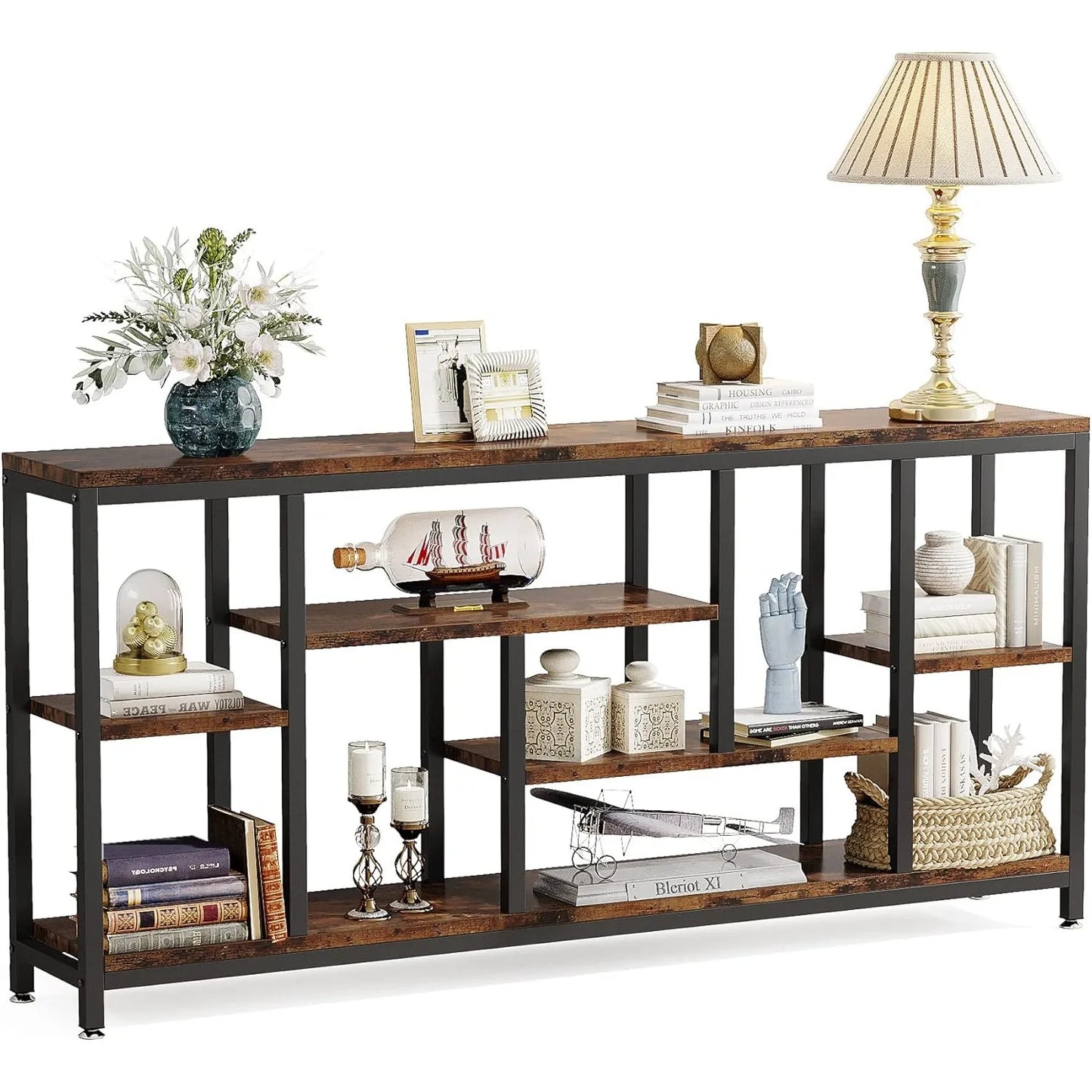 Console Sofa Table, 70.9 inch Long Table Behind Couch,3-Tier Industrial Narrow Entryway Hallway Accent Table for Living Room (Multiple colors)