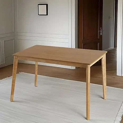 4-Piece Farmhouse Dining Set, Wooden Table with 2 Chairs, Bench Seat, Mid-Century Modern Wooden Table & Upholstered Chair Set