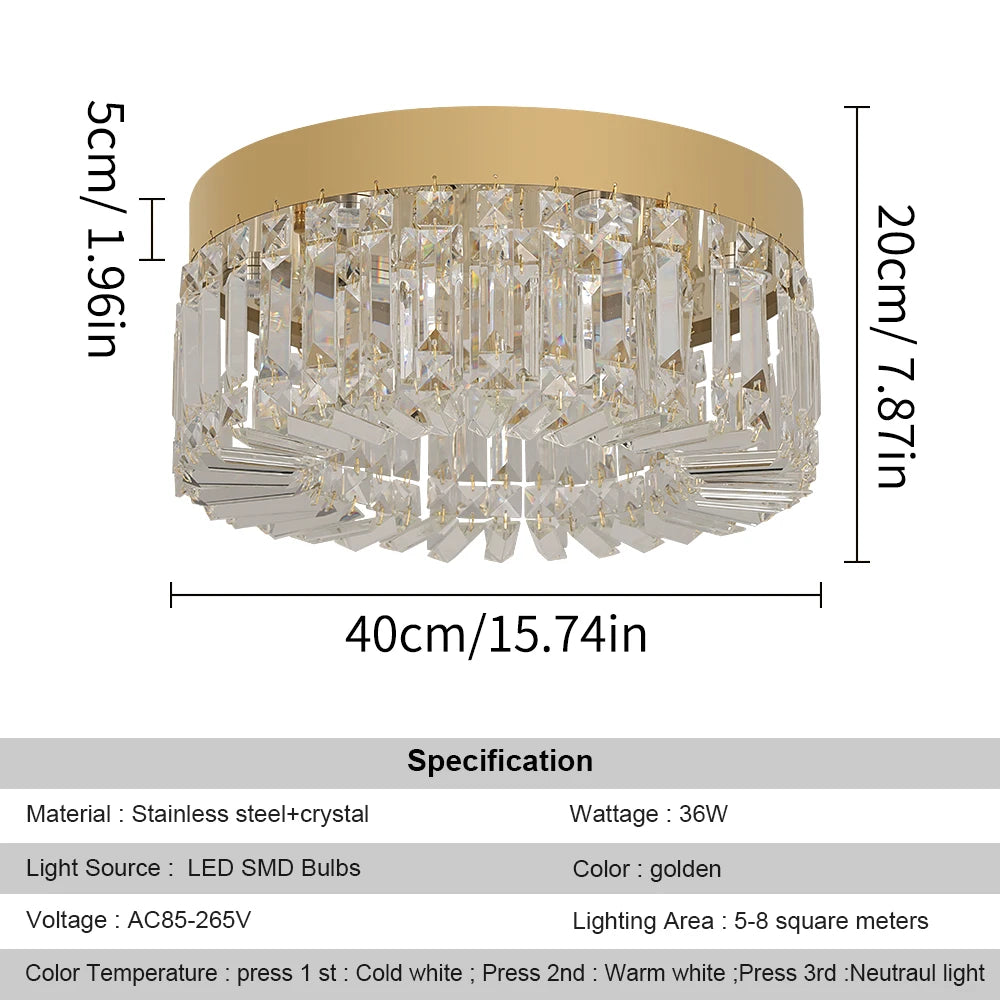 Crystal Ceiling Lamp Living Room Gold Luxury Modern Chandeliers Decoration Led Ceiling Lights Lighting Fixture Diameter 40/50cm
