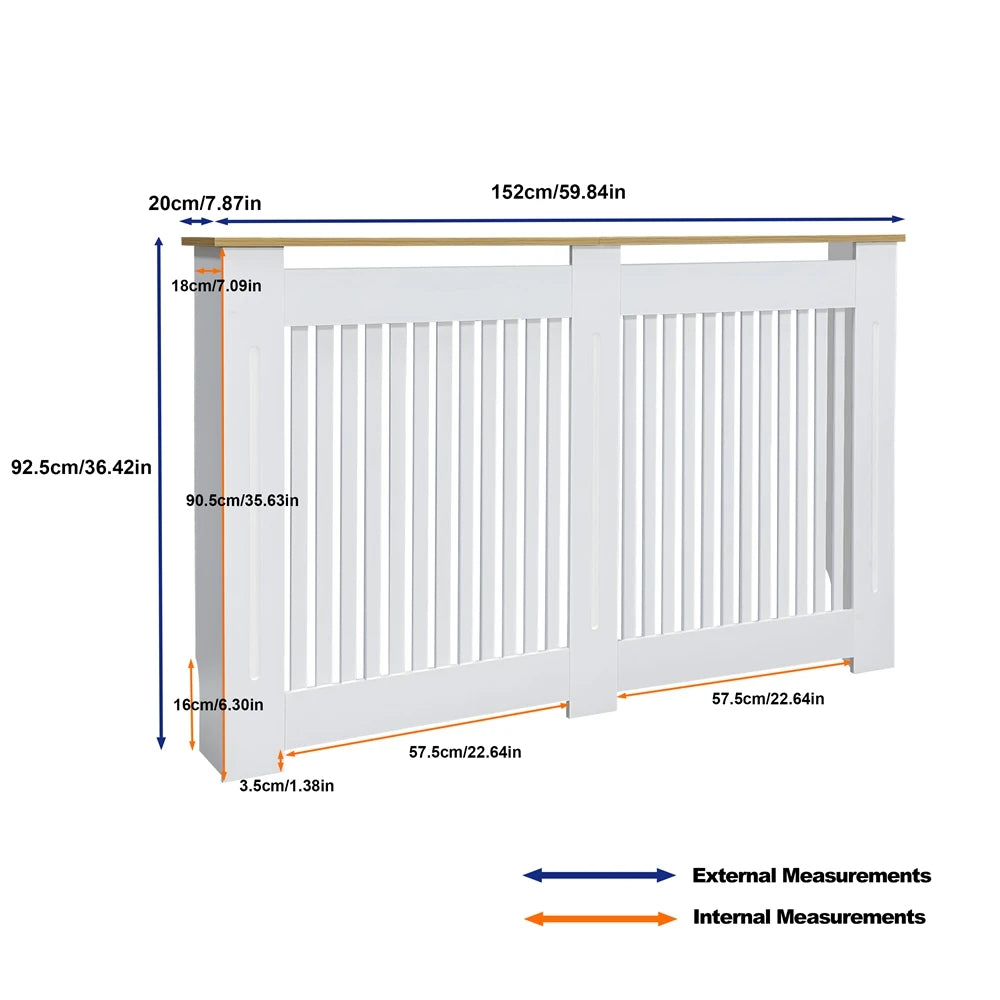 Modern Vertical White Radiator Cover MDF Wall Cabinet Shelf for Home Decoration