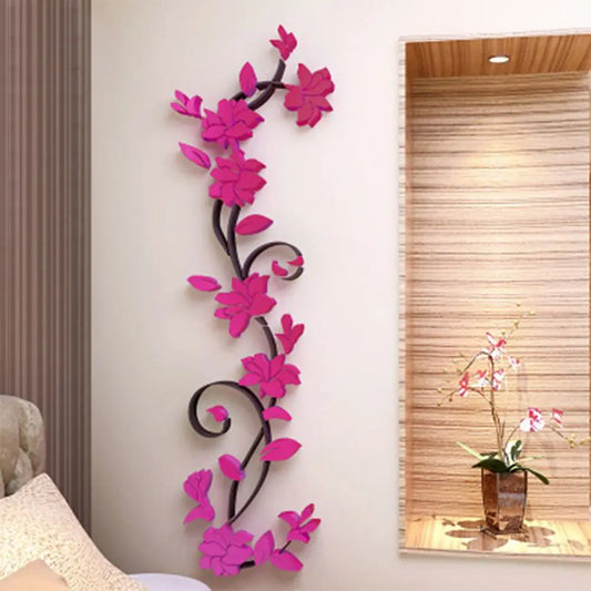 3D Wall Stickers DIY Removable Art Vinyl Vase Flower Tree Decal Mural Home Bedroom  & Living Room & Bathroom  Decoration