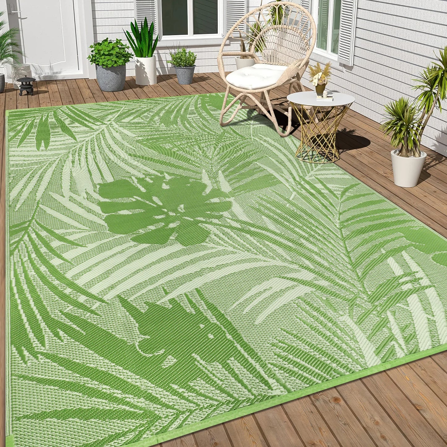 9‘x12' Outdoor Rug Waterproof Recycled Plastic Straw Rug Patio Rug Indoor Outdoor Carpet for Patio Deck Camping RV Beach