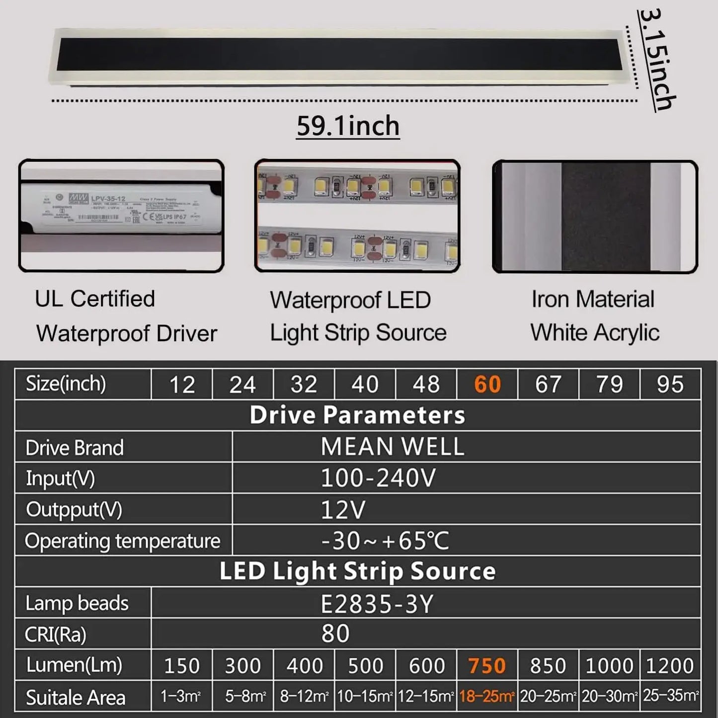 Long Wall Lamp Modern LED Waterproof IP65 Outdoor Wall Mount Lighting Fixture Garden Porch Sconce Lantern Sconces Luminaire