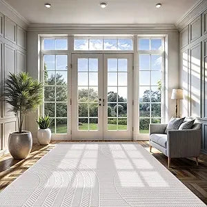 Modern Rug Luxury Swirl Curved Large Micro Loop Area Rugs Soft High-Low Pile Stain Resistant Easy to Clean Non-Shedding (Multiple colors)