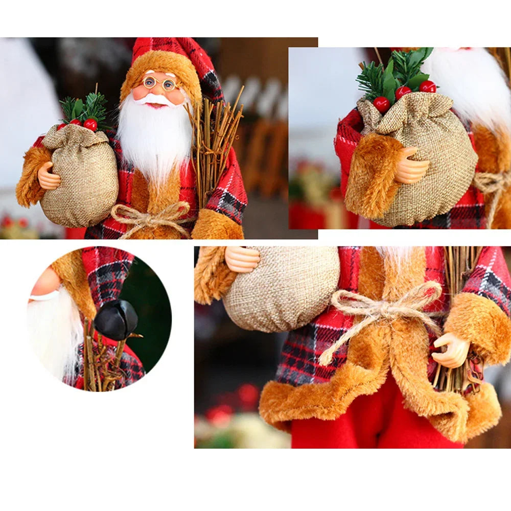 1~4 PCS 2025 Christmas Decoration for Home Santa Claus Plush Doll 30 cm Navidad Party Decor Xmas Ornaments New Year Gift