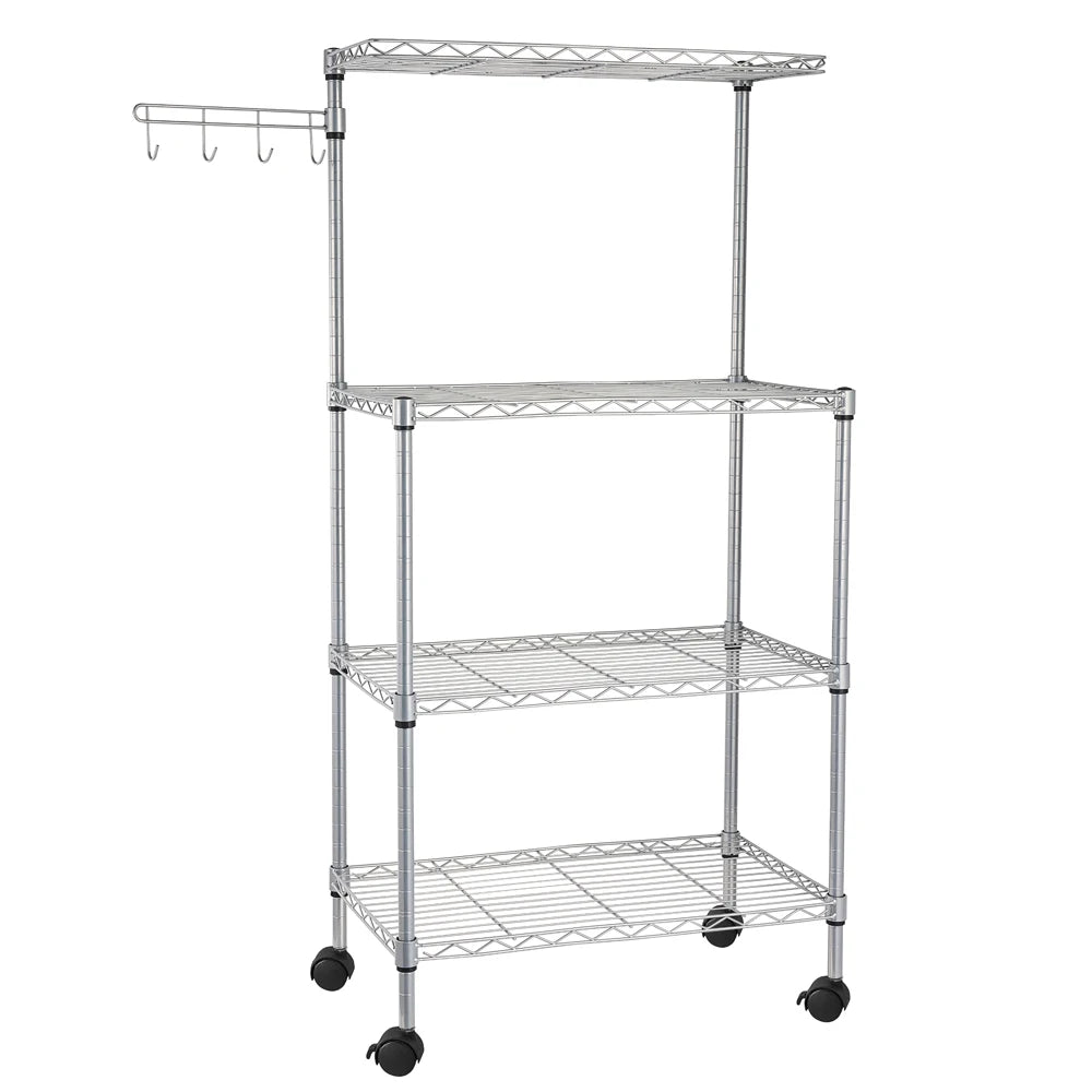 4 Tier Kitchen Bakers Rack Microwave Oven Stand Storage Cart Workstation Shelf