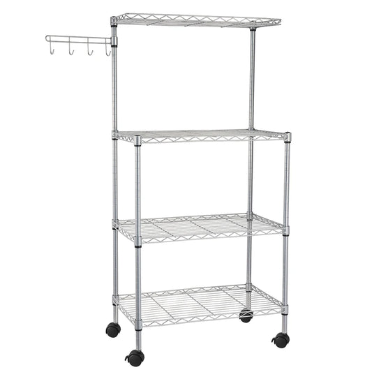 4 Tier Kitchen Bakers Rack Microwave Oven Stand Storage Cart Workstation Shelf