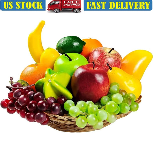 13 Pcs Artificial Fruits Set Fake Fruits Decorative Home Centerpieces Simulation Fruit Props Kitchen Dining Table Decorations