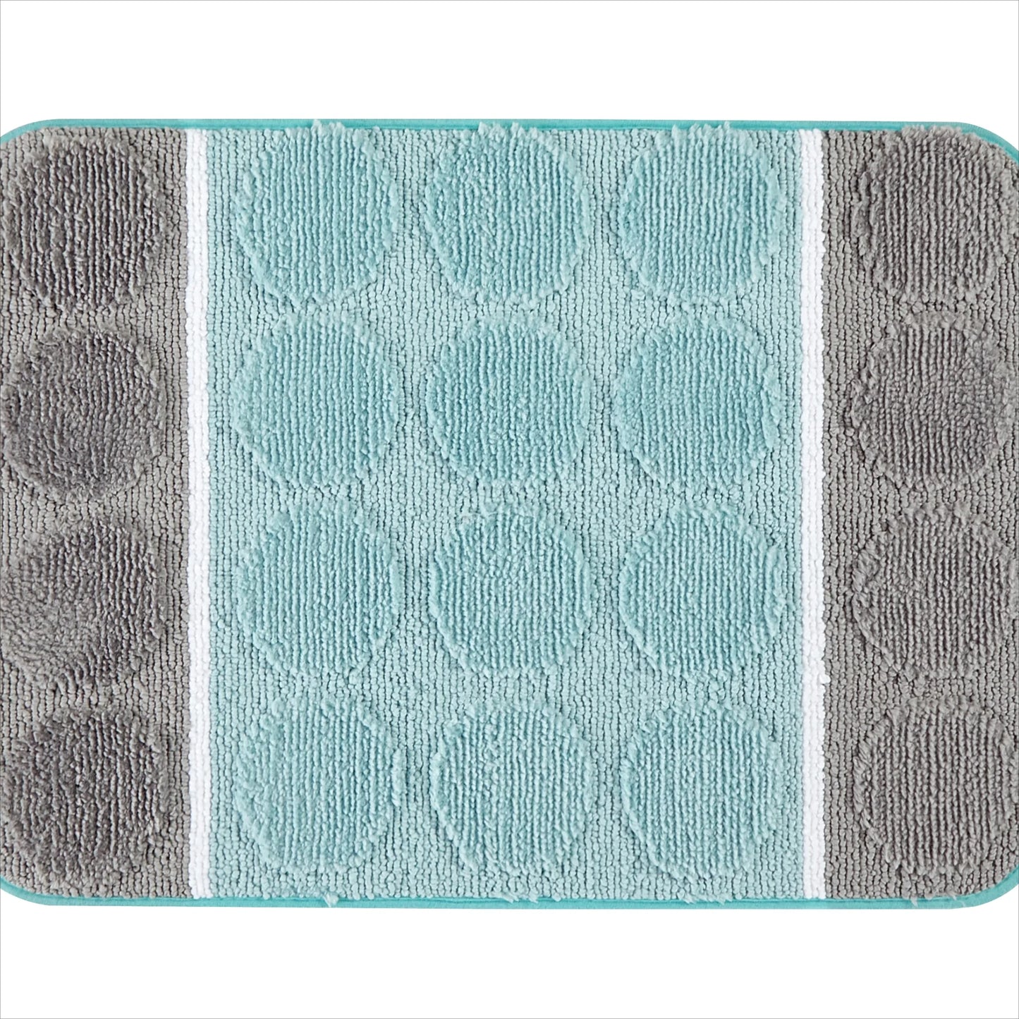 15-piece blue track print shower curtain set，1 shower curtain ，2 rugs, 12 roller hooks