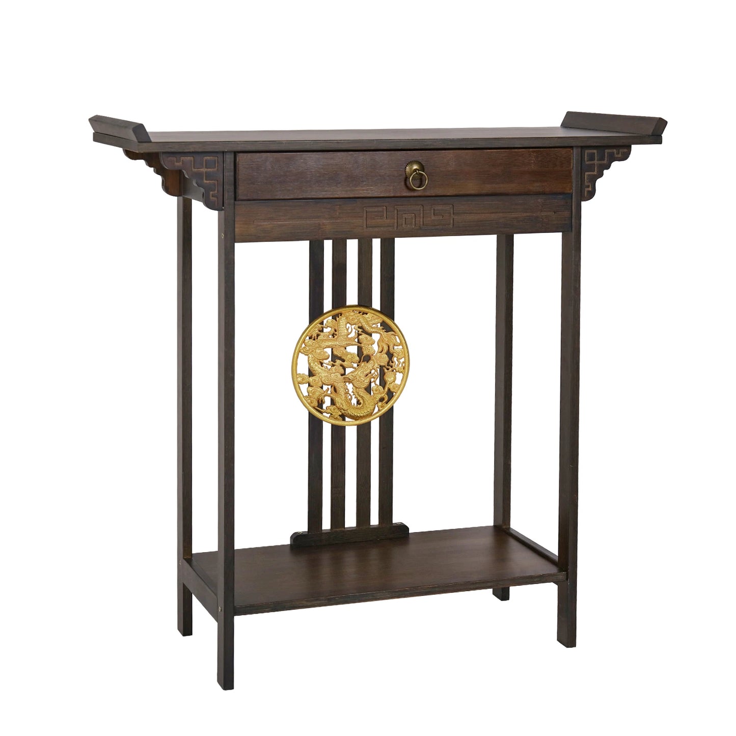 Console Table Chinese Entryway Sofa Side Table Skinny Hallway Table Sofa Table Furniture Rustic Brown with Drawer＆Shelf