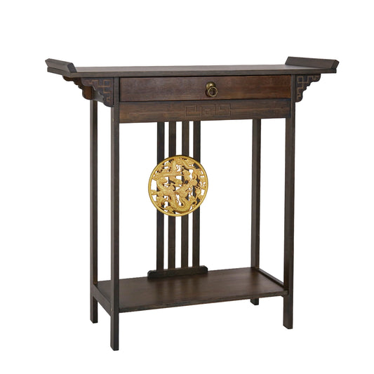 Console Table Chinese Entryway Sofa Side Table Skinny Hallway Table Sofa Table Furniture Rustic Brown with Drawer＆Shelf