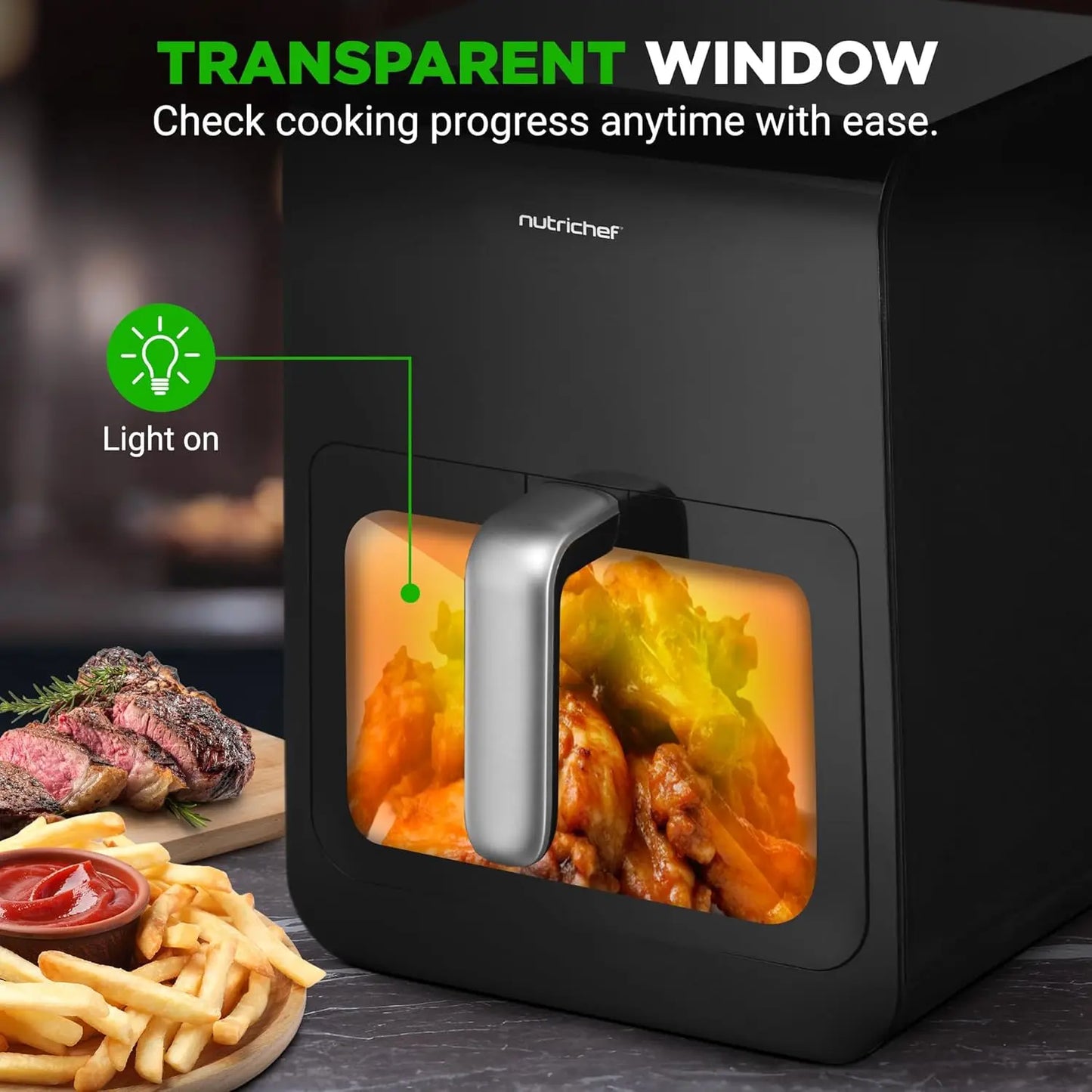 6.3 QT Electric Air Fryer | 12-1 Preset Cooking Functions | Includes New Tenderizing Function | Digital Display |Transparent Window