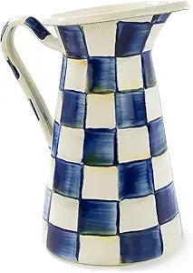 Elegant Black and White Enamel Drink Pitcher for Serving Iced Tea or Water, Ideal as a Flower Vase, Medium Size