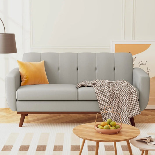 Hcore 66'' Loveseat Sofa Mid Century Modern Love Seat Sofas and Comfy Linen Couches for Living Room for Bedroom/Office/Apartment