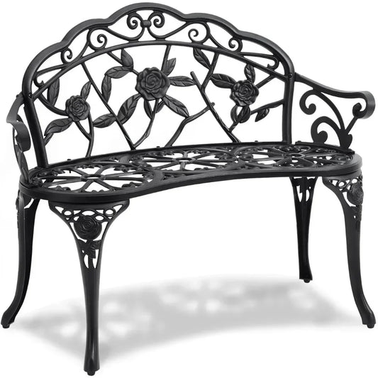 Hot sales Sturdy 480 lbs Capacity Metal Patio Bench with Backrest and Armrests, Ideal for Outdoor Spaces