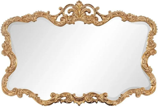 Antiqued Talida Gold Ornate Mirror for Wall, Large Focal Point Rectangular Bedroom Living Room & Vanity Wall Mounted Mirror
