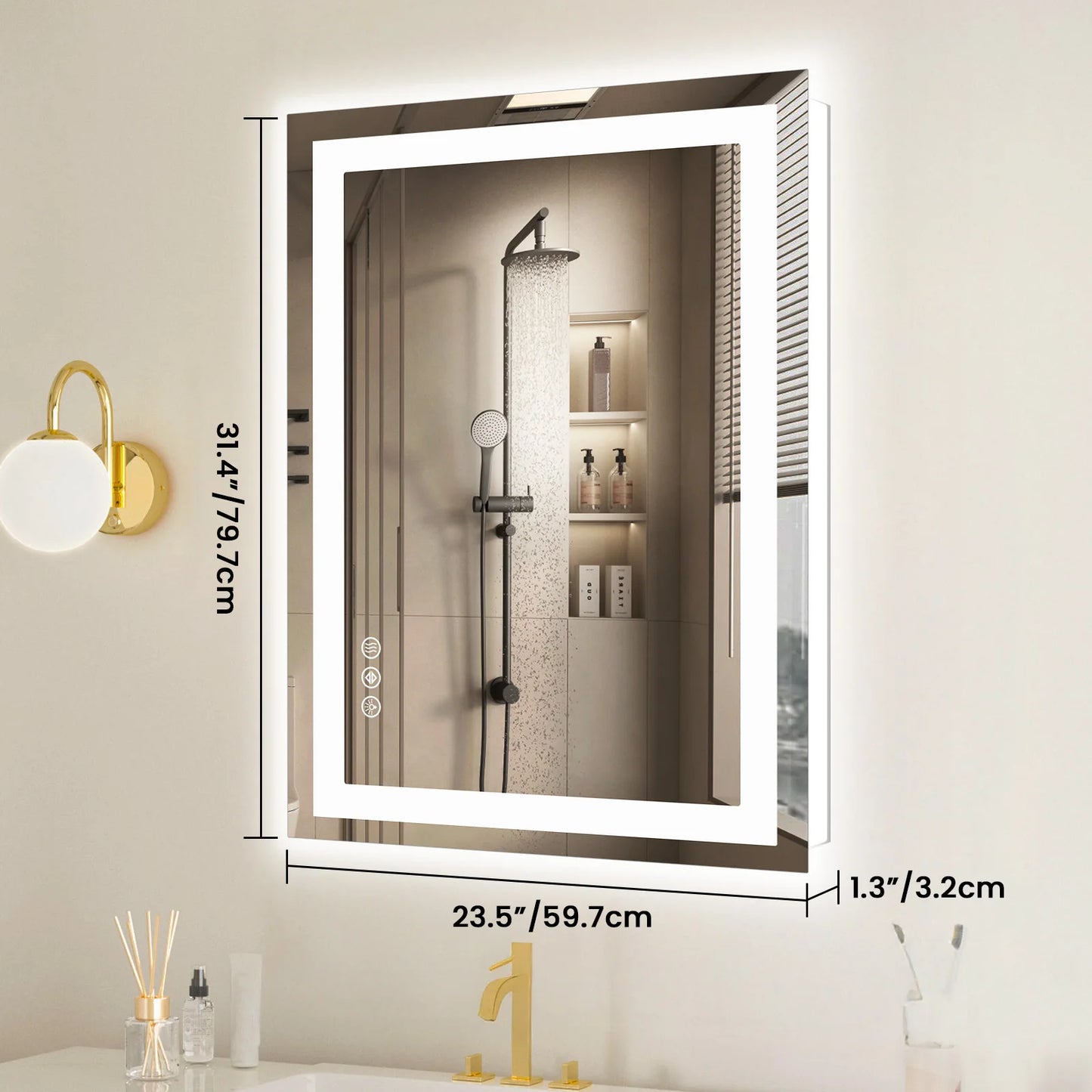 JHK 36"x 24"LED Bathroom Vanity Mirror for Wall Memory Function Tempered Glass with Front Light and Backlit For Living Room (Multiple sizes)