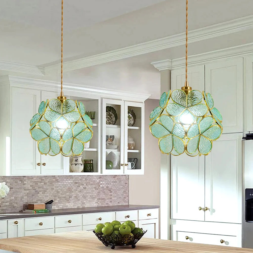 Modern Pendant Light Flower Lantern Crystal Kitchen Island Hanging Ceiling Lamp Fixture Living Room Dining Home Decor