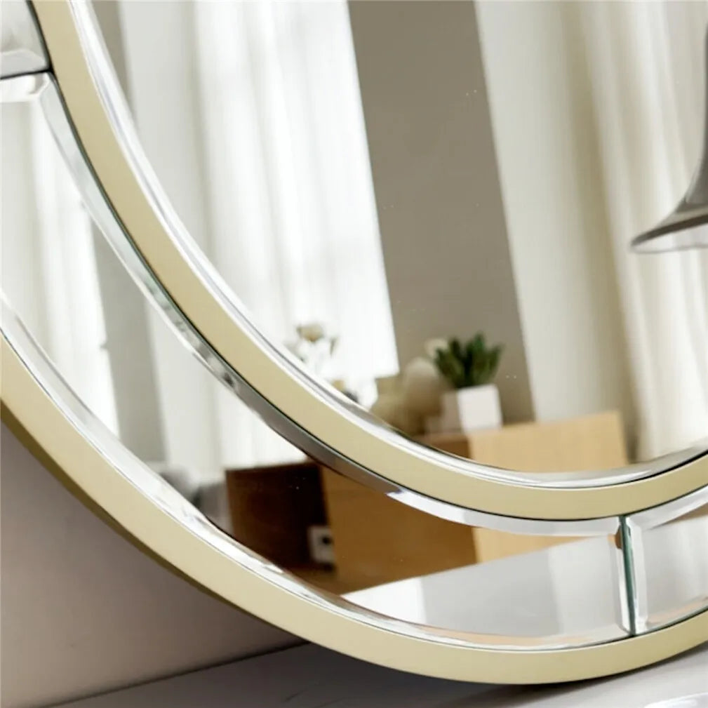 Large Wall Mirror Art Decorative Mirror Venetian Mirror Vanity Accent Mirror Golden Rim for Bedroom Hallway Living Room 88x80cm