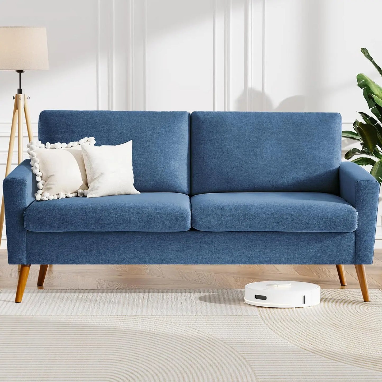 68" Loveseat Sofa Green Corduroy Couch, Mid Century Modern Love Seat Couches for Living Room, Small Loveseat for Bedroom