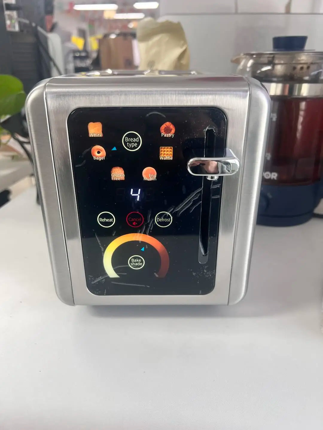 WHALL 2 Slice Toaster, Touchscreen Toasters with Stainless Steel, Wide Slots, Bagel, Defrost, 850W