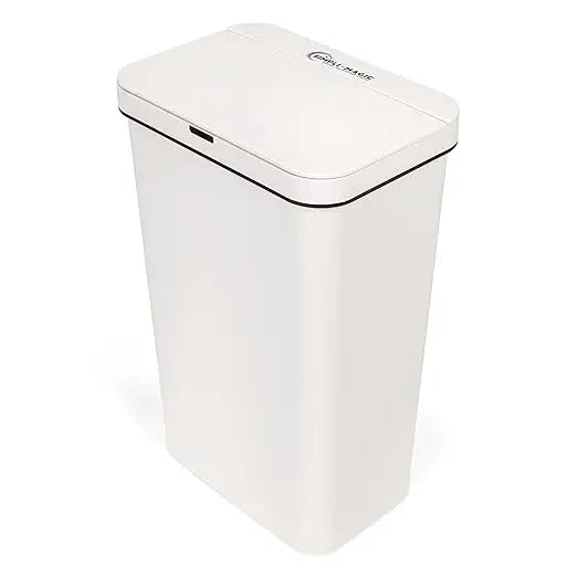 SIMPLI-MAGIC 79502 13 Gallon Touchless Sensor Trash Can, Rectangle Garbage Bin, Perfect for Home, Kitchen, Office, White