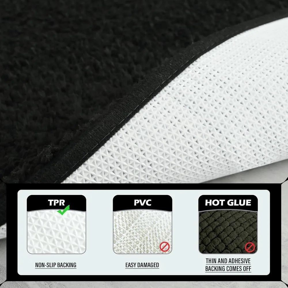 black bathroom rug set 2 piece,soft absorbent bath mats set,machine washable bath rug sets for bathroom non slip