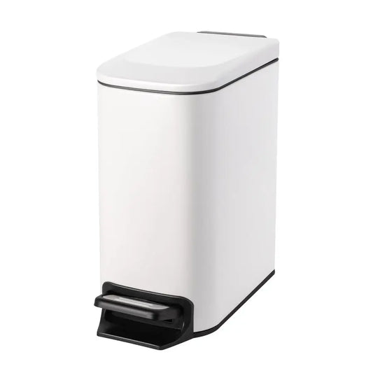 Small Bathroom Trash Can with Lid Soft Close, Step Pedal, 6 Liter 1.6 Gallon Stainless Steel Slim Garbage Can for Bedroom, Diape