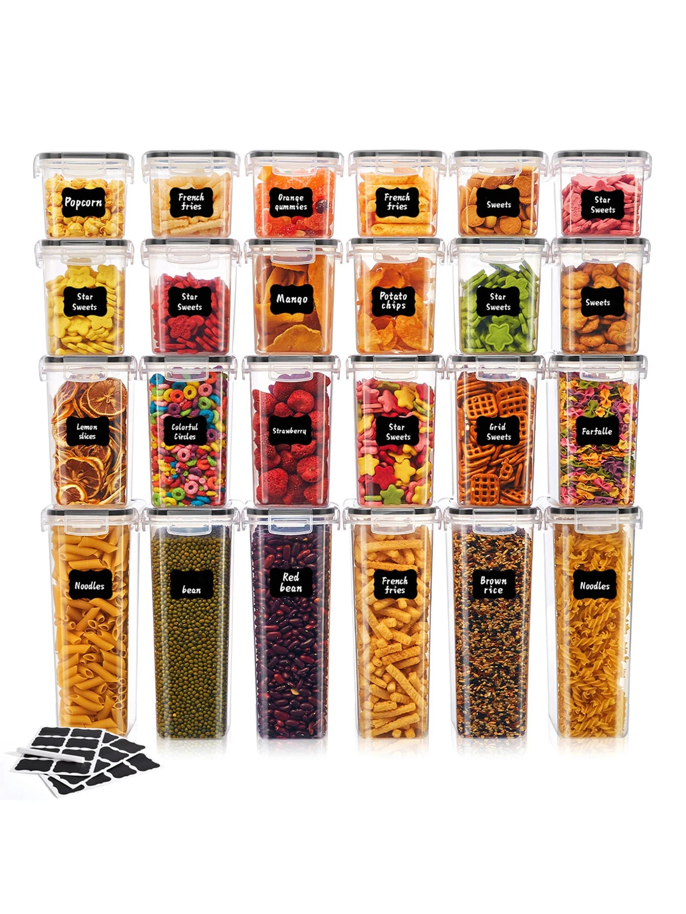 48pcs,kitchen decor and accessories，Complete food storage containers with LIDS, clear food jars,re-proof sealed crisper