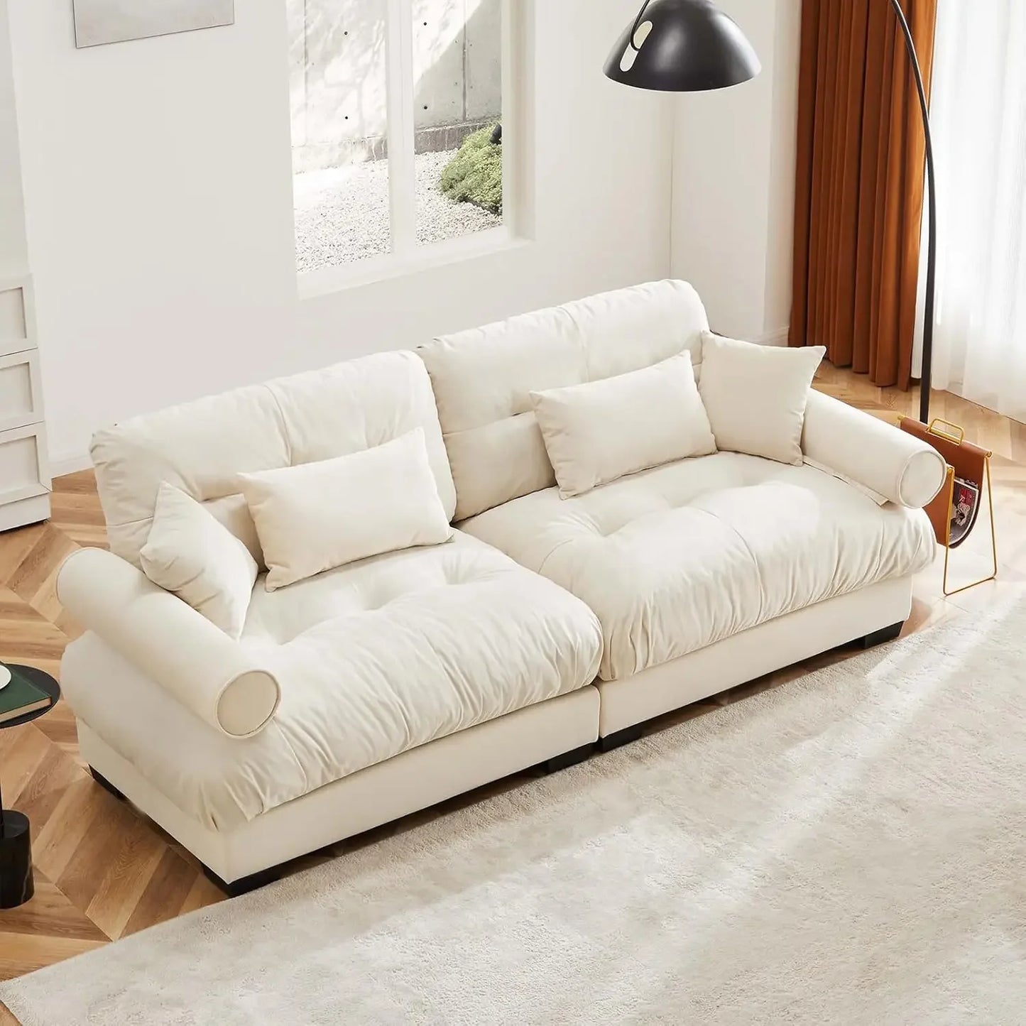 Loveseat Sofa, Seater Modular Sectional Sofa, Large Sectional Couches for Living Room, Fluffy Couch Set,Love Seat, Velvet Cloud