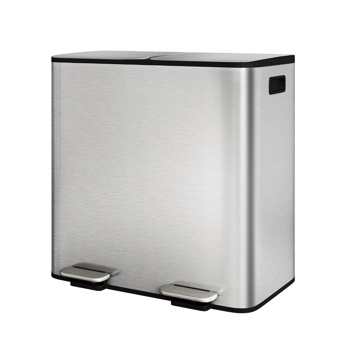 Kitchen Step Trash Bin 2 x 10.6 gal (2 x 40 L) Garbage Can for Dual Compartment Recycling Stainless Steel Trash and Recycle Bin