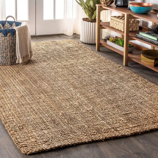 Pata Hand Woven Chunky Jute Natural Indoor Area Rug, 3x5, Bohemian, Rustic, Cottage, Easy Cleaning for Living Room, Bedroom, Kitchen